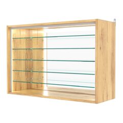 Витрина настенная №3-6ГГ-П с зеркалом, Дуб Золотистый