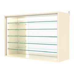 Витрина настенная №3-6ГГ-П с зеркалом, Крем Вайс