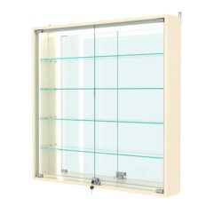 Витрина настенная №4-2А-П с зеркалом, Крем Вайс