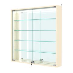 Витрина настенная с регулировочными полками №4-2А-РЕГ-П с зеркалом, Крем Вайс