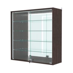 Витрина настенная №4-2АГ-П с зеркалом, Дуб Венге