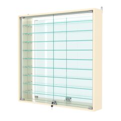 Витрина настенная №4-6А-П с зеркалом, Крем Вайс