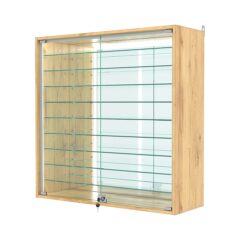 Витрина настенная №4-6АГ-П с зеркалом, Дуб Золотистый