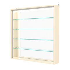 Витрина настенная №4-2Г-П с зеркалом, Крем Вайс