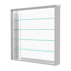 Витрина настенная с регулировочными полками №4-2Г-РЕГ-П с зеркалом, Серый