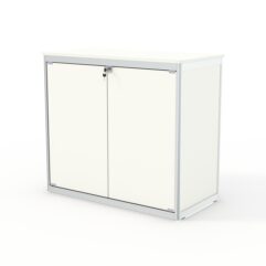 Прилавок из профиля прямоугольный №1 (с дверками), Белый