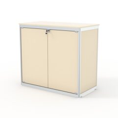 Прилавок из профиля прямоугольный №1 (с дверками), Крем Вайс