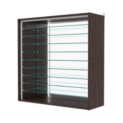 Витрина настенная с регулировочными полками №4-6ГГ-РЕГ-П с зеркалом, Дуб Венге