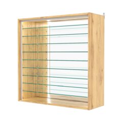 Витрина настенная с регулировочными полками №4-6ГГ-РЕГ-П с зеркалом, Дуб Золотистый