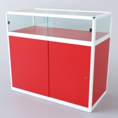 Прилавок из профиля прямоугольный №2 (с дверками), Красный+Белый
