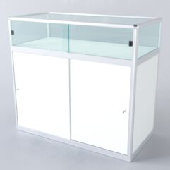 Прилавок из профиля прямоугольный №2 (с дверками), Белый