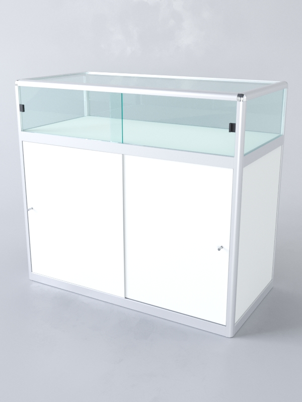 Прилавок из профиля прямоугольный №2 (с дверками), Белый