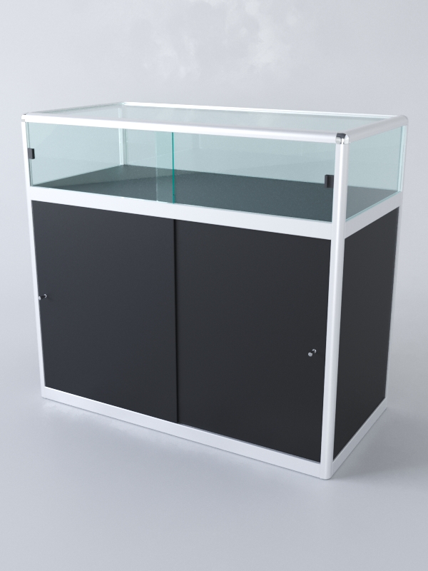 Прилавок из профиля прямоугольный №2 (с дверками), Черный