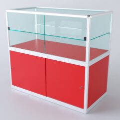 Прилавок из профиля прямоугольный №3 (с дверками), Красный 0149 BS