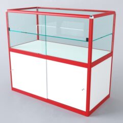 Прилавок из профиля прямоугольный №3 (с дверками), Белый + Красный