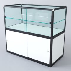 Прилавок из профиля прямоугольный №3 (с дверками), Белый+Черный