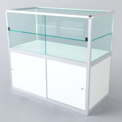 Прилавок из профиля прямоугольный №3 (с дверками), Белый