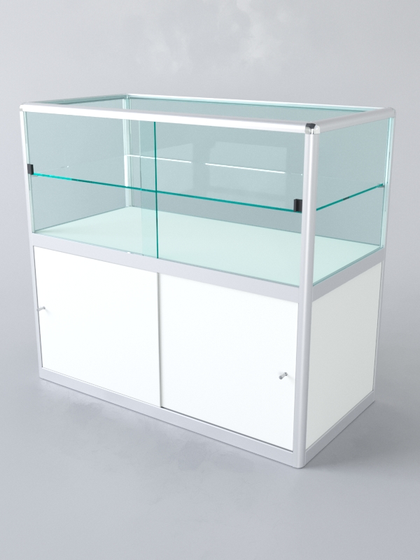 Прилавок из профиля прямоугольный №3 (с дверками), Белый