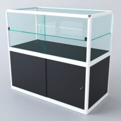 Прилавок из профиля прямоугольный №3 (с дверками), Черный+Белый