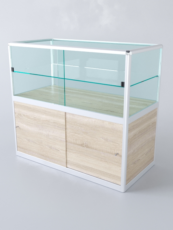 Прилавок из профиля прямоугольный №3 (с дверками), Дуб Сонома