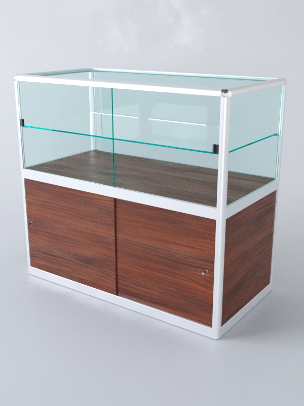 Прилавок из профиля прямоугольный №3 (с дверками), Орех