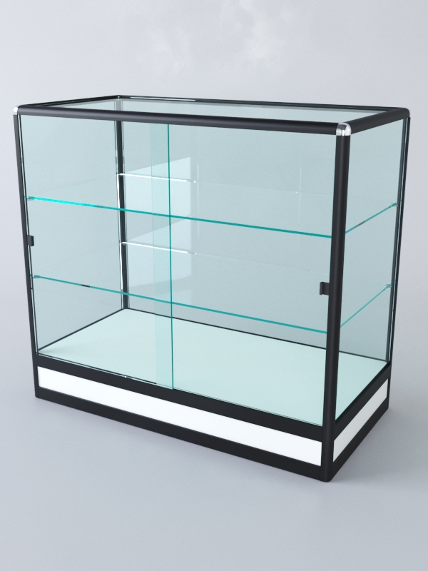 Прилавок из профиля прямоугольный №4 (с дверками), Белый+Черный