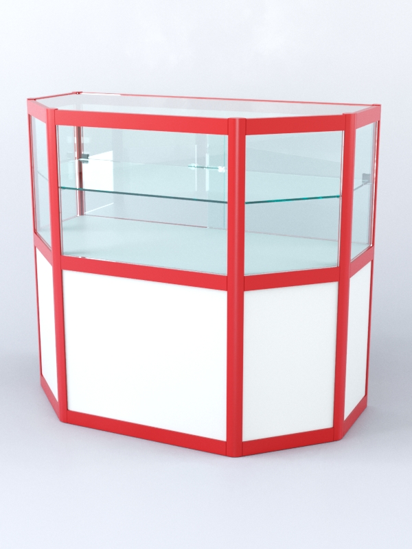 Прилавок из профиля трапеция №3 (с дверками), Белый + Красный