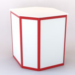 Прилавок из профиля угловой шестигранный №1 (без дверок), Белый + Красный