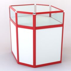 Прилавок из профиля угловой шестигранный №2 (без дверок), Белый + Красный