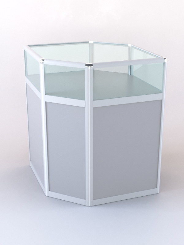 Прилавок из профиля угловой шестигранный №2 (без дверок), Серый