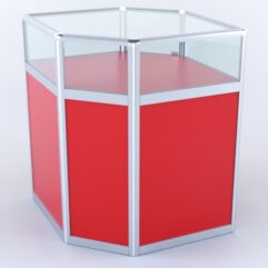 Прилавок из профиля угловой шестигранный №2 (с дверками), Красный 0149 BS