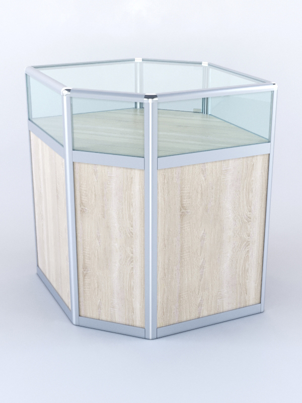 Прилавок из профиля угловой шестигранный №2 (с дверками), Дуб Сонома