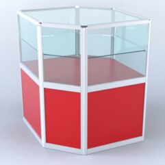 Прилавок из профиля угловой шестигранный №3 (без дверок), Красный 0149 BS