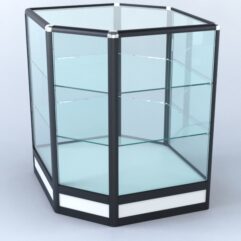 Прилавок из профиля угловой шестигранный №4 (без дверок), Белый + Черный