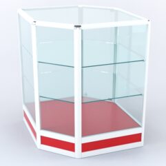 Прилавок из профиля угловой шестигранный №4 (с дверками), Красный + Белый