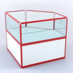 Прилавок из профиля угловой пятигранный №3 (без дверок), Белый + Красный