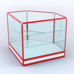 Прилавок из профиля угловой пятигранный №4 (без дверок), Белый + Красный