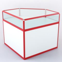 Прилавок из профиля угловой пятигранный №2 (с дверками), Белый + Красный