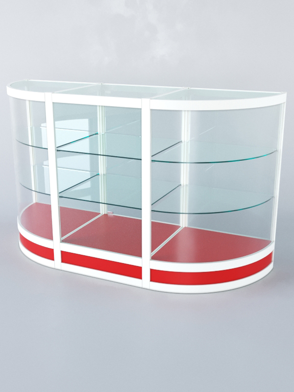 Прилавок из профиля с секторами №4 (с дверками), Крвсный + Белый