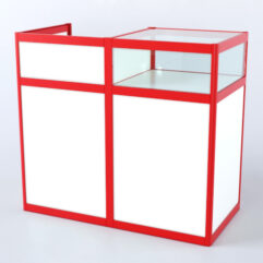 Прилавок под кассу из профиля №2 (с дверками), Белый + Красный