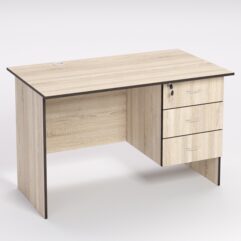 Стол однотумбовый офисный С-06 (правосторонний), Дуб Сонома, кромка Дуб Венге