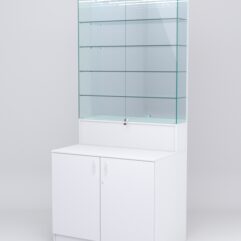 Витрина СОТА №2, задняя стенка Зеркало, Белый