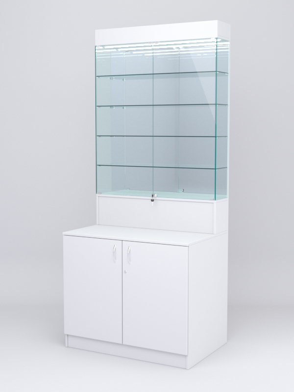 Витрина СОТА №2, задняя стенка Зеркало, Белый