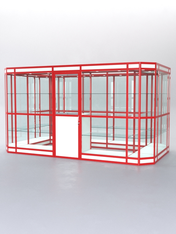 Павильон торговый из профиля островной №3в, Белый + Красный