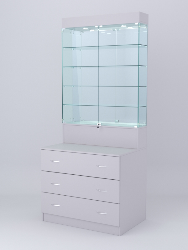 Витрина СОТА №10, задняя стенка Зеркало, Серый