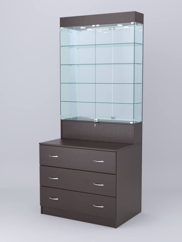 Витрина СОТА №10, задняя стенка Зеркало, Дуб Венге