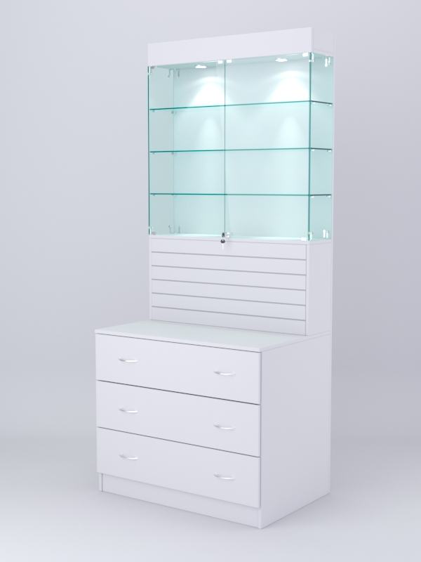 Витрина СОТА №11, задняя стенка ДСП, Белый