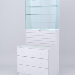 Витрина СОТА №12, задняя стенка Зеркало, Белый