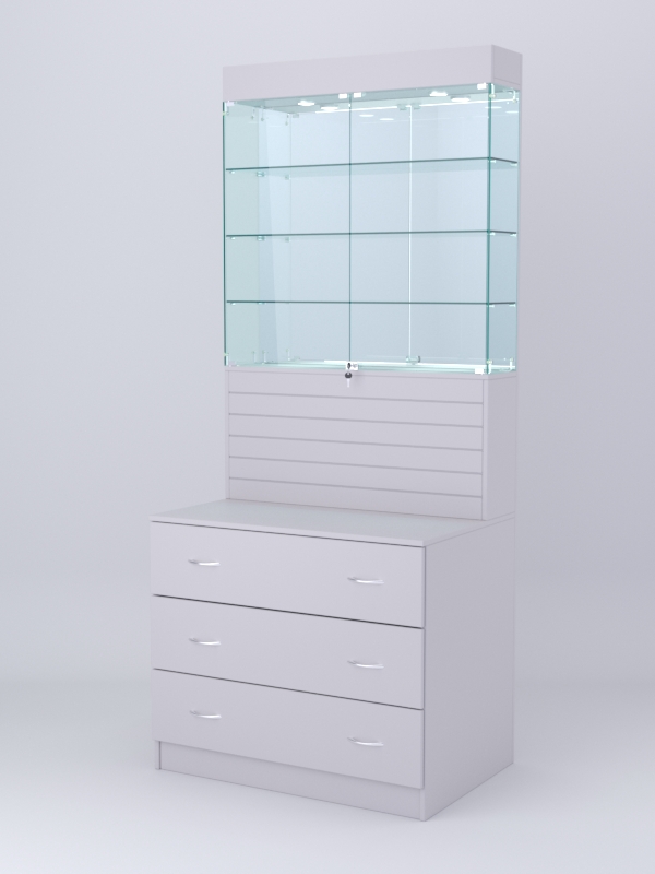 Витрина СОТА №12, задняя стенка Зеркало, Серый