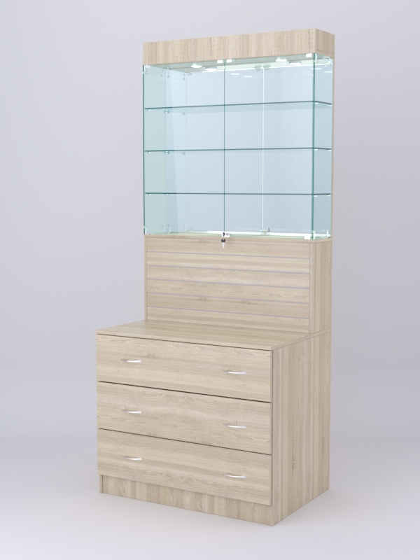 Витрина СОТА №12, задняя стенка Зеркало, Дуб Сонома